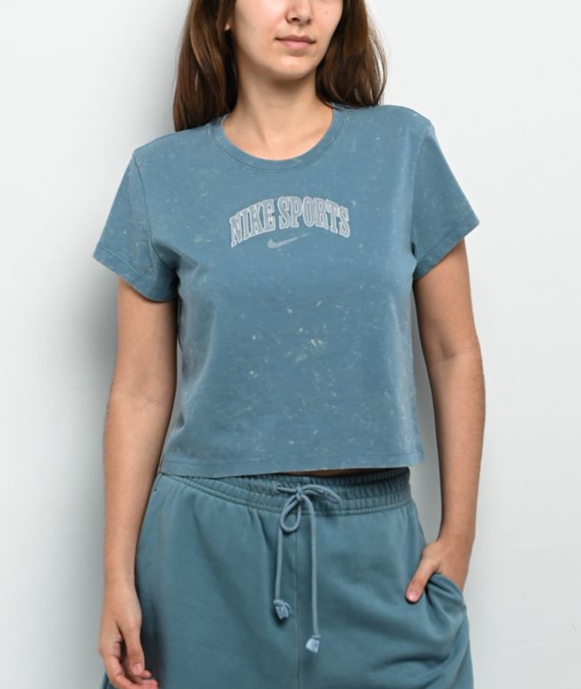 Nike Sportswear Blue Wash Crop T-Shirt - Nike