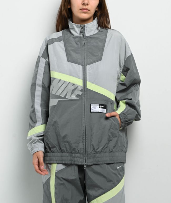 Nike Sportswear Street Woven Grey & Light Green Zip Track Jacket - Nike