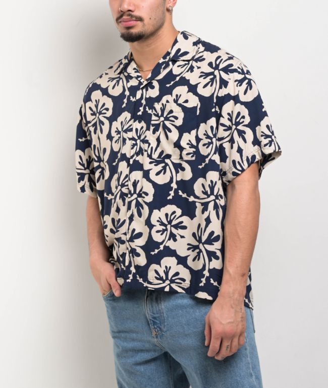Dravus Drift Navy Short Sleeve Button Up Shirt - Dravus