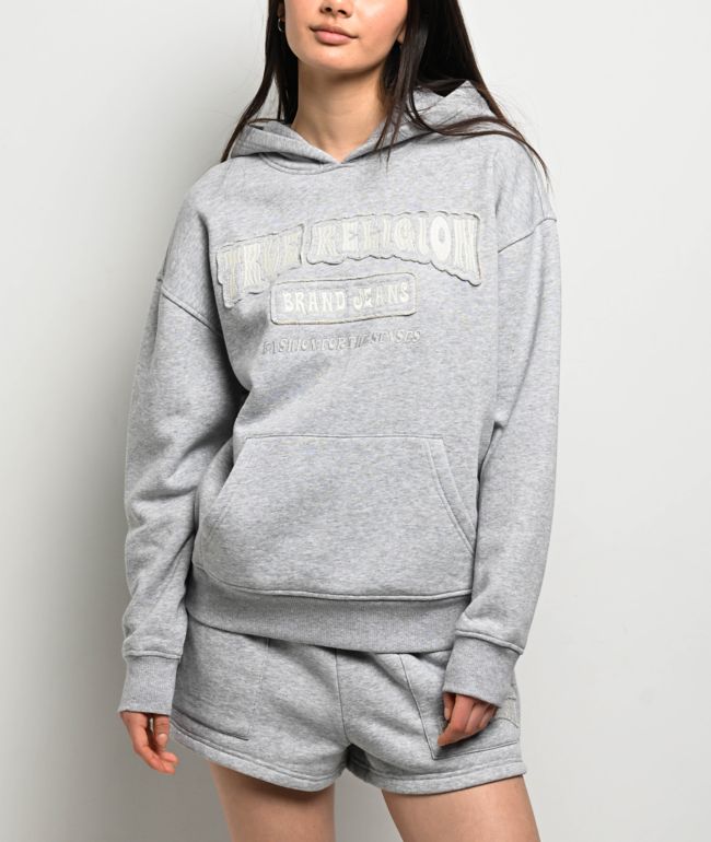 パーカー・フーディ Stone  Relaxed-Fit Grey Hoodie With Textured Fabric unisex-premium-hoodie-carbon-