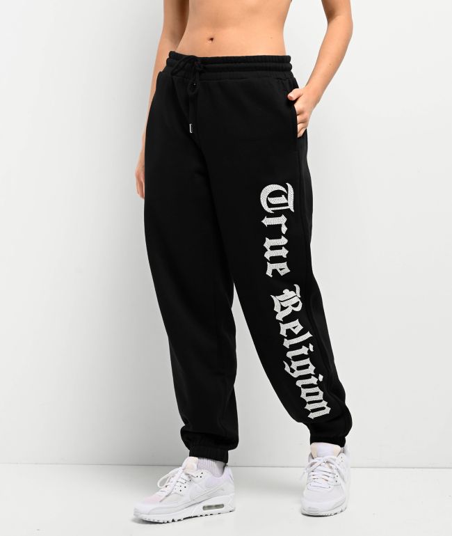 True Religion Crystal Black Boyfriend Jogger Sweatpants - True Religion