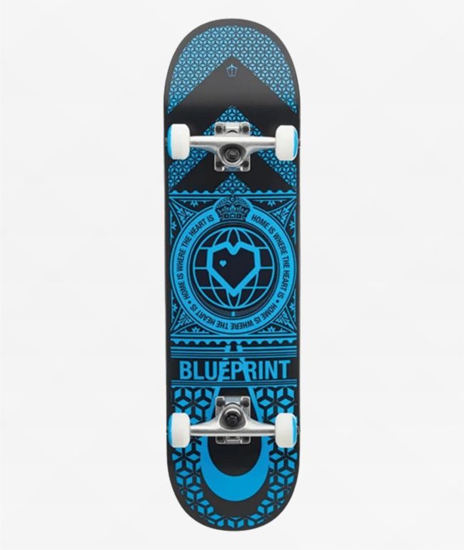Blueprint Home Heart 8.25" Black Skateboard Complete - Blueprint