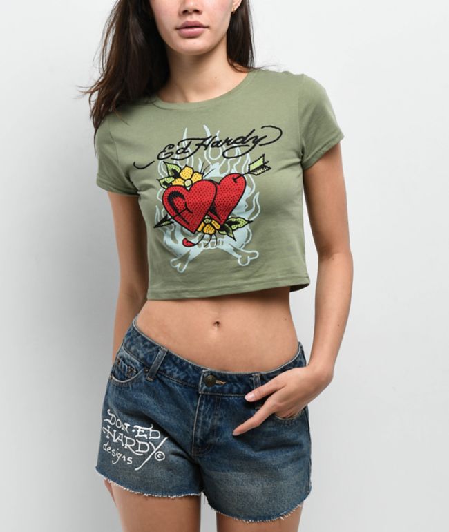 edhardy ビキニ　#1 🐟🦋🩵 Vintage Y2K ED HARDY Koi Fish Bedazzled Bikini | Depop