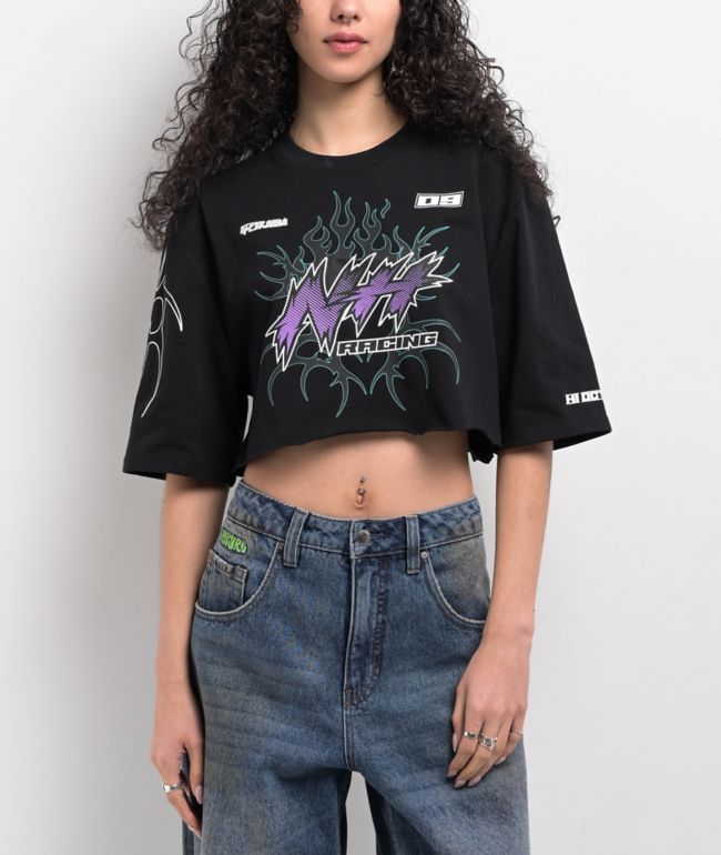 Ninth Hall Olivia Black Boxy Crop T-Shirt - Ninth Hall