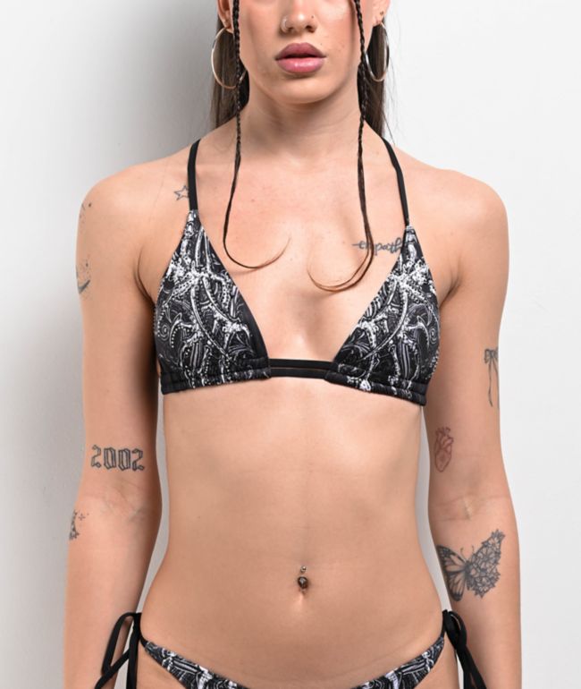 Affliction Vertibrate Black Triangle Bikini Top