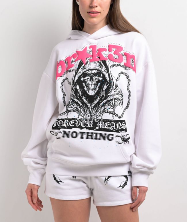 Broken Promises Soulless White Rhinestone Hoodie - Broken Promises