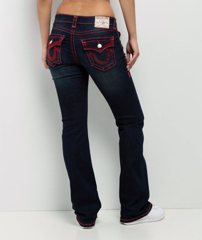 True Religion Becca Crystal Horseshoe Super T Indigo Twilight Bootcut Jeans