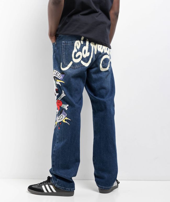 Ed Hardy★Tiger Flame ブラックウォッシュジーンズ Ed Hardy Tiger Flame Black Wash Jeans | Zumiez
