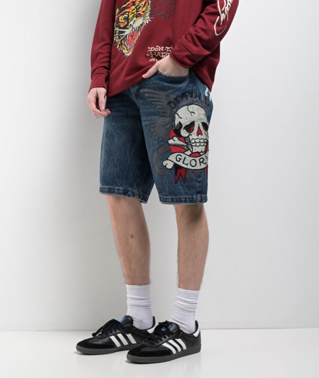 Ed Hardy Skull Mid Blue Shorts