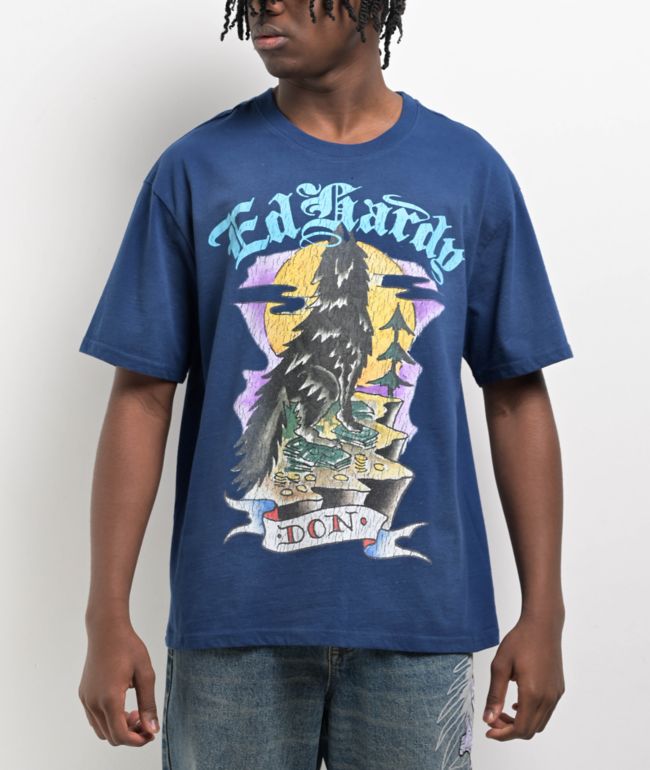 Ed Hardy Crawling Tiger Rhinestone Ivory T-Shirt