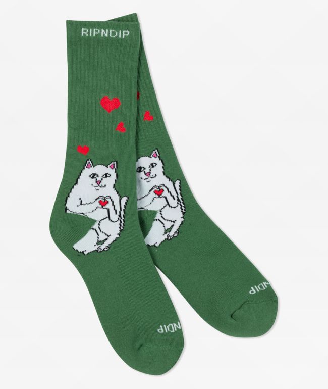 RIPNDIP Nermal Love White Mid Crew Socks