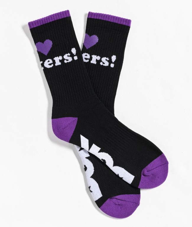 DGK I Love Haters Black & Purple Crew Socks - DGK