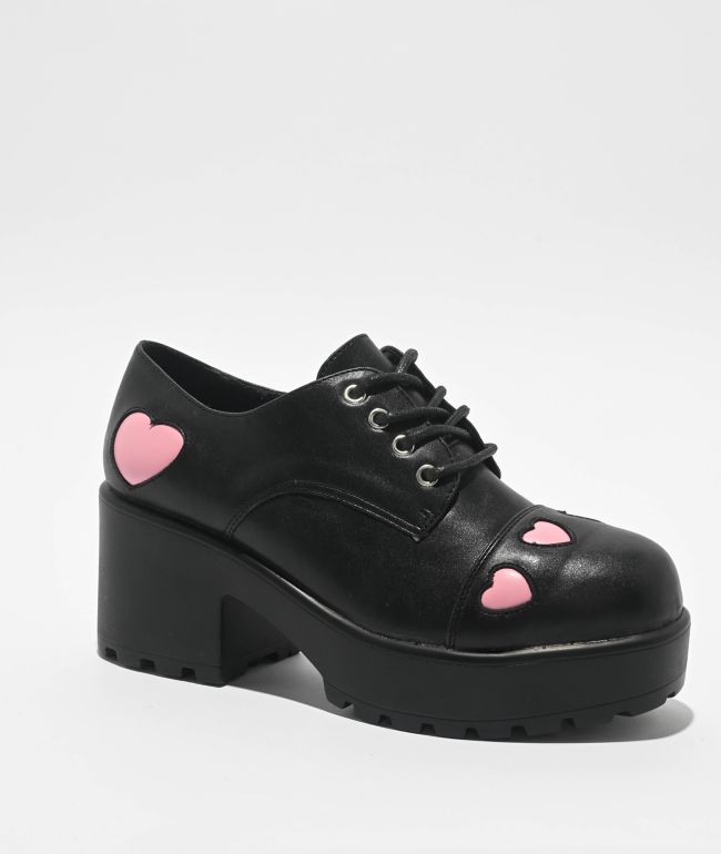 KOI Tennin Heart Black Platform Shoes - KOI Footwear