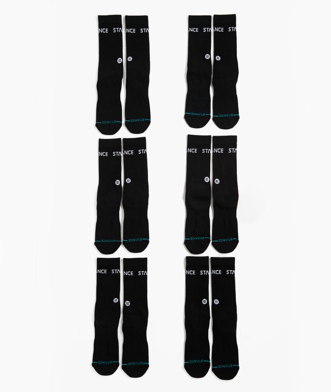 Stance Origin 6 Pack Black Crew Socks - Stance
