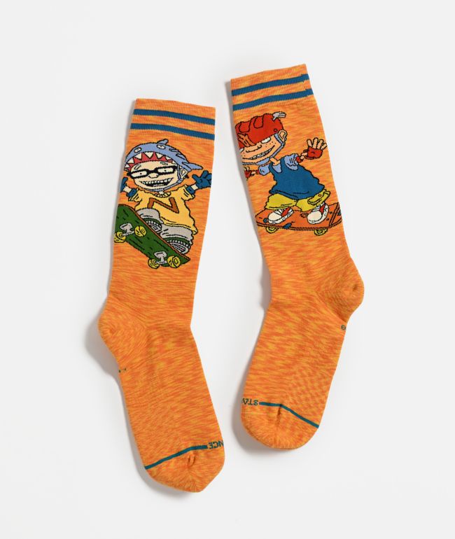 Stance x Rocket Power Sam And Twister Orange Crew Socks - Stance