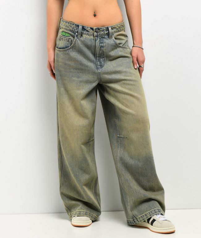 Empyre Extent Blue Wash Wide Leg Jeans - Empyre