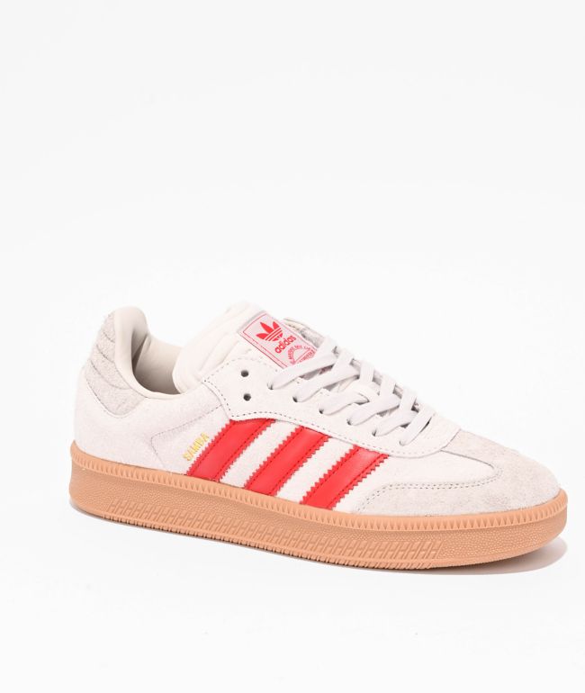 adidas Gazelle ADV Better Scarlet, Chalk White, & Gold Metallic