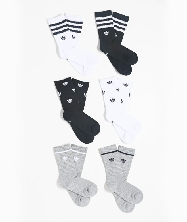 adidas Originals Kids Remix White, Black & Grey 6 Pack Crew Socks - adidas