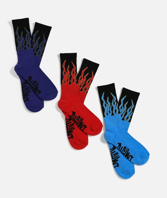 Empyre Flames Black 3 Pack Crew Socks - Empyre