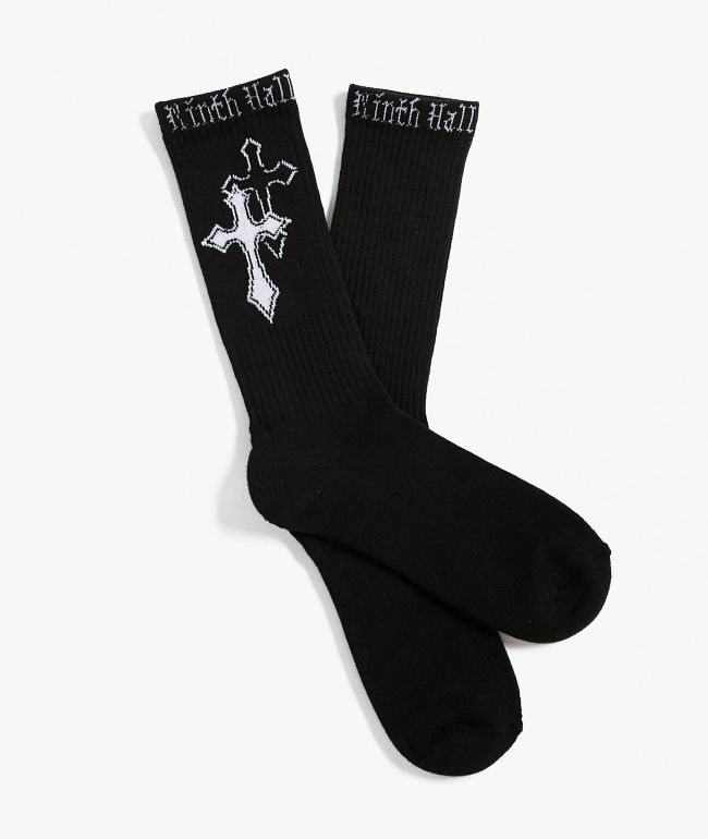 Ninth Hall Crosses Black Crew Socks - Ninth Hall