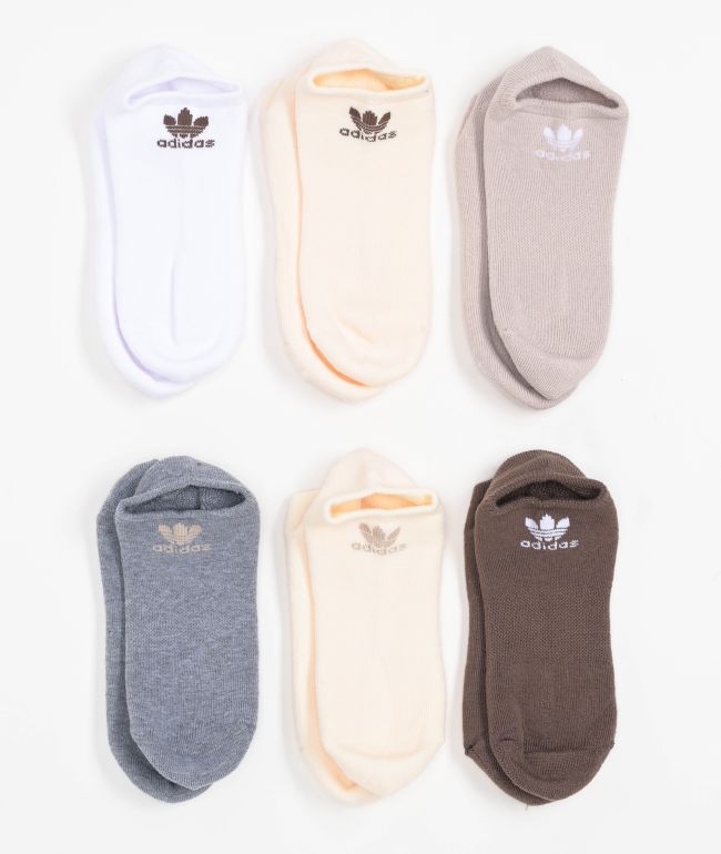 adidas Originals Trefoil Natural 6 Pack No Show Socks - adidas