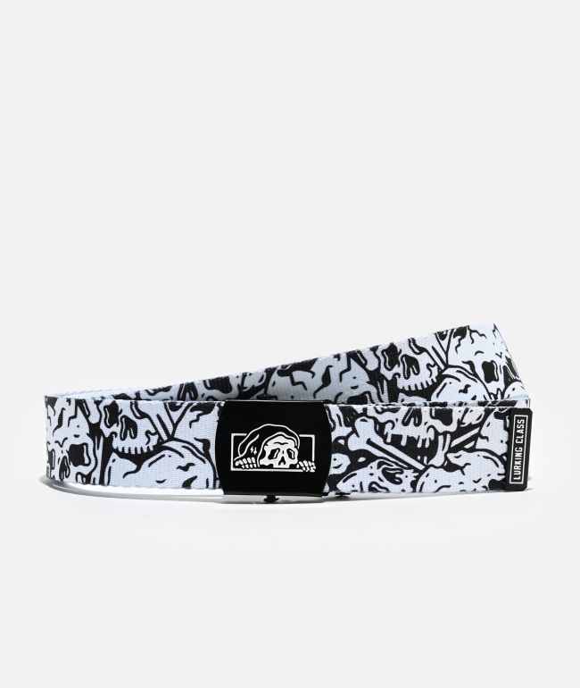 Lurking Class by Sketchy Tank Skull White Web Belt - Lurking Class by Sketchy Tank