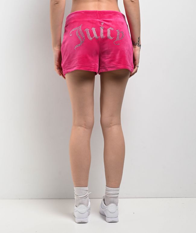 Juicy Couture OG Big Bling Free Love Velour Track Shorts - Juicy Couture