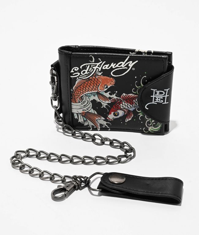【AAKAM】STUDDED CHAIN WALLET CAZORO Men's RFID Blocking Trifold Vintage Leather Biker