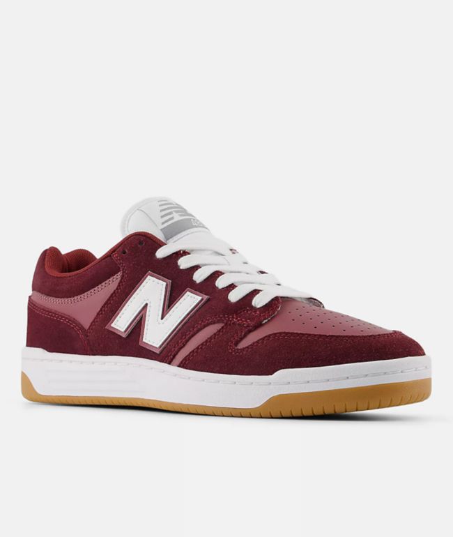 New Balance Numeric 480 Burgundy & White Skate Shoes - New Balance