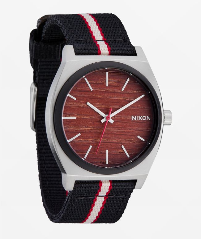 Nixon Time Teller Nylon Silver, Rosewood & Black Analog Watch - Nixon Watches