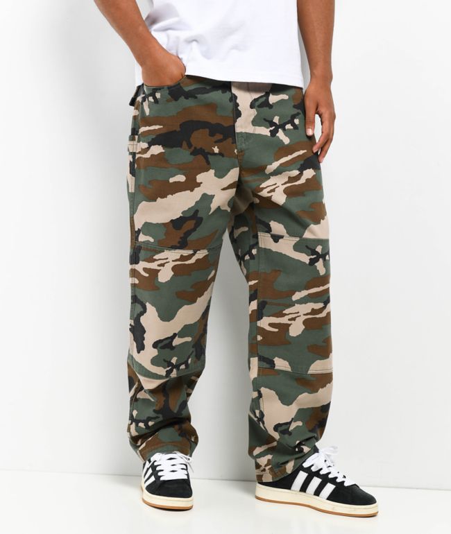 【SATIIIZ】Eld Camo Bermuda Cotton Pants Angel Kiss Slouchy Camo Cargo Shorts | Zumiez