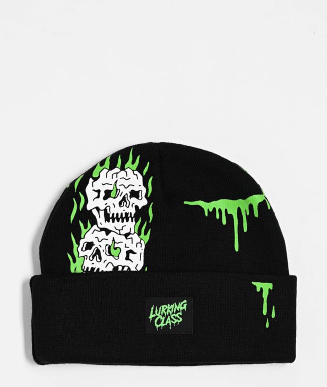 Lurking Class by Sketchy Tank Slash Black & Green Beanie - Lurking Class by Sketchy Tank