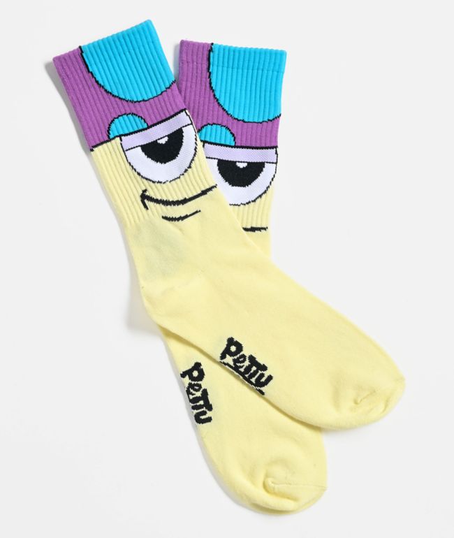 Petty Snacks Shroom Yellow Crew Socks - Petty Snacks