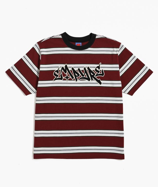 Empyre Razor Stripe Maroon Knit T-Shirt - Empyre