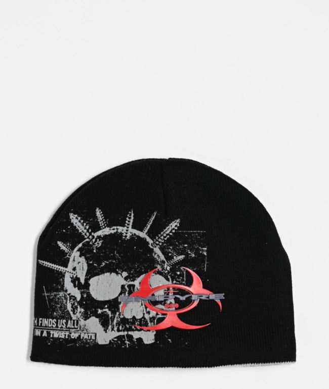 Empyre Skullz N Screwz Black & Grey Reversible Skully Beanie - Empyre