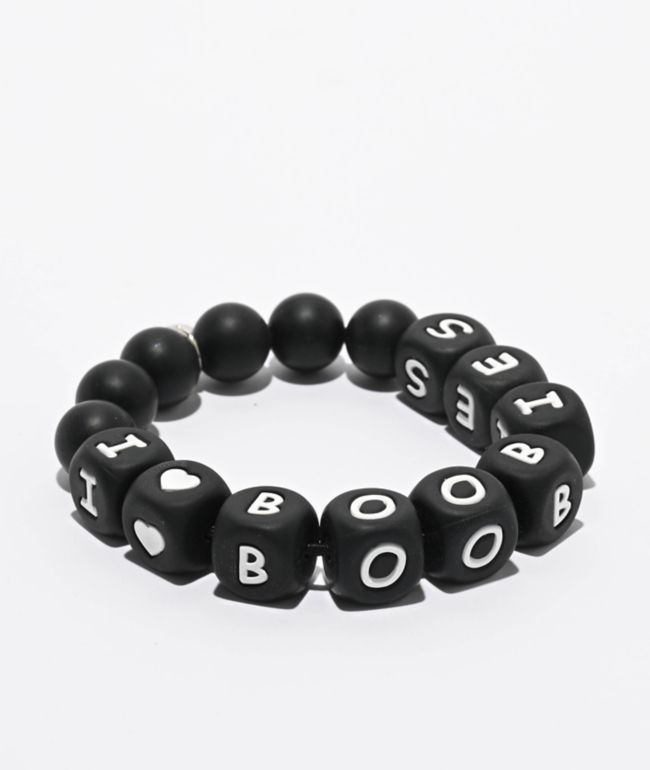 Keep A Breast Foundation I Heart Boobies Pebbles Black Bracelet - Keep A Breast Foundation