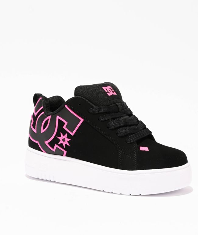 DC Court Graffik Black & Hot Pink Platform Skate Shoes - DC