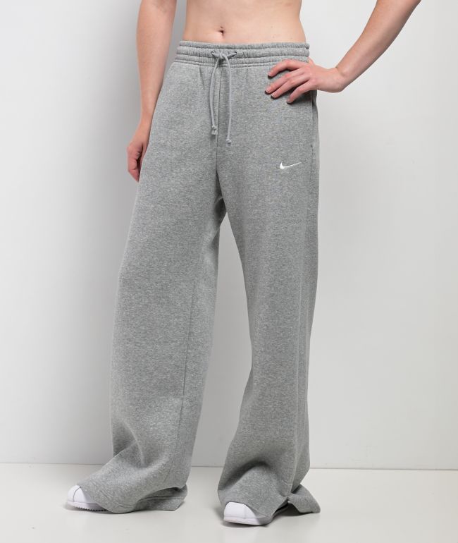 Nike Sportswear Phoenix Fleece Heather Grey High Rise Wide Leg Sweatpants - Nike