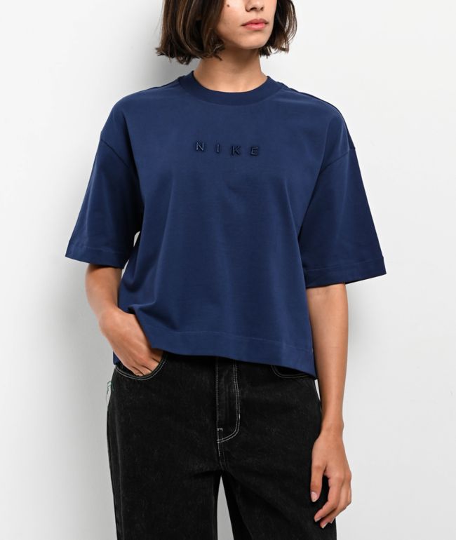 Nike Sportswear Midnight Navy Boxy Oversized Crop T-Shirt - Nike