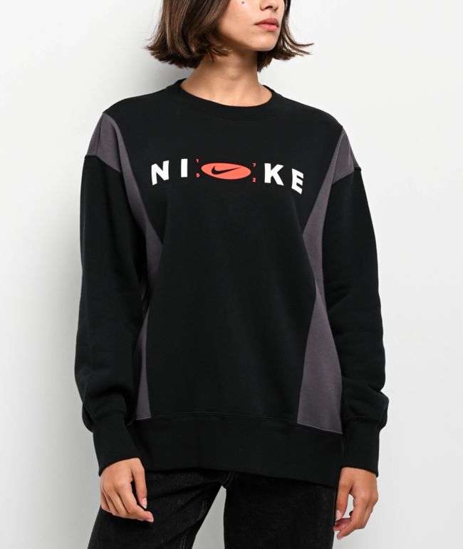 Nike Sportswear Phoenix Fleece Remix  Black & Grey Oversized Crewneck Sweatshirt - Nike