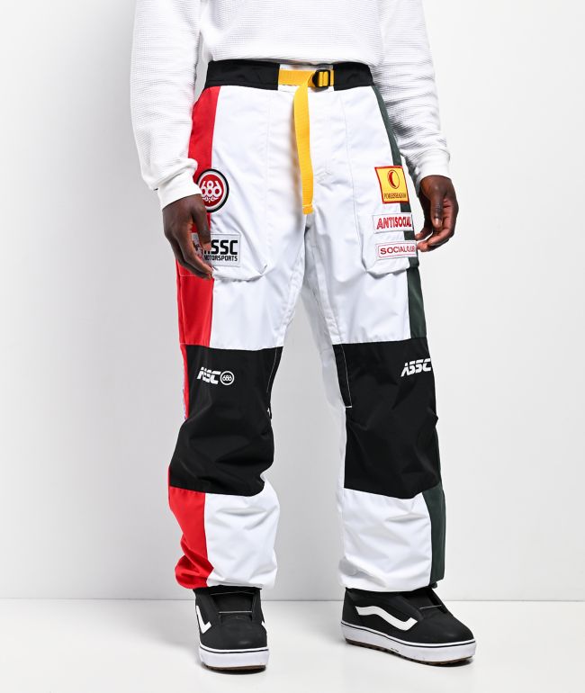 686 x AntiSocialSocialClub F1 White & Black 10K Snowboard Pants - 686