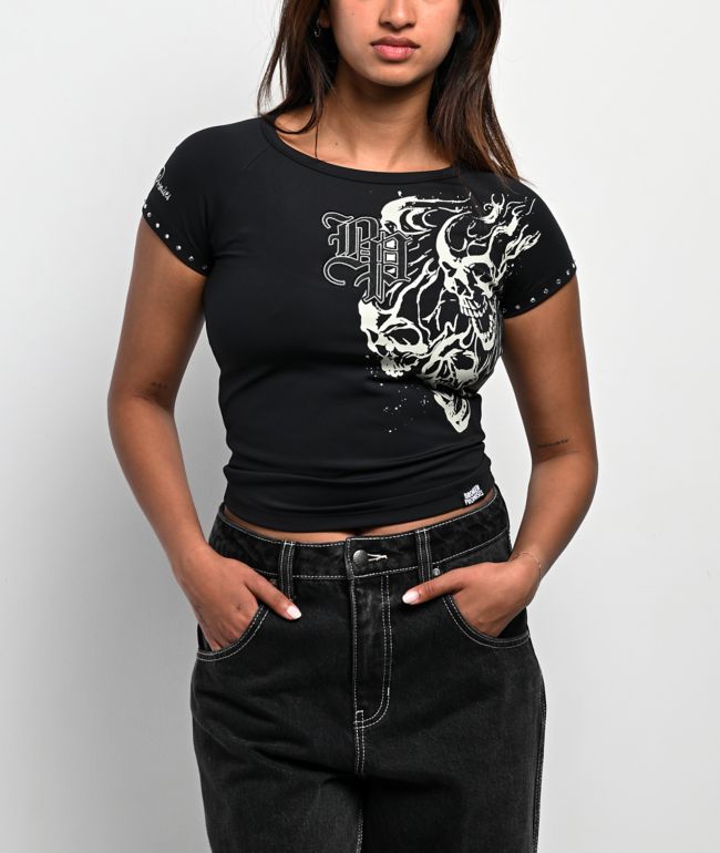 Broken Promises Storm Of Chaos Black Raglan Crop T-Shirt - Broken Promises