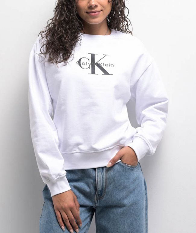 Calvin Klein Monologo White Crewneck Sweatshirt - Calvin Klein