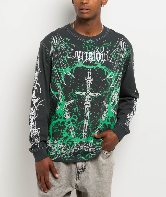 Affliction Cross And Bones Black Long Sleeve T-Shirt