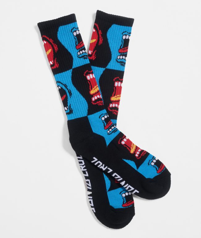 Santa Cruz Screaming Strip Black Crew Socks - Santa Cruz Skate
