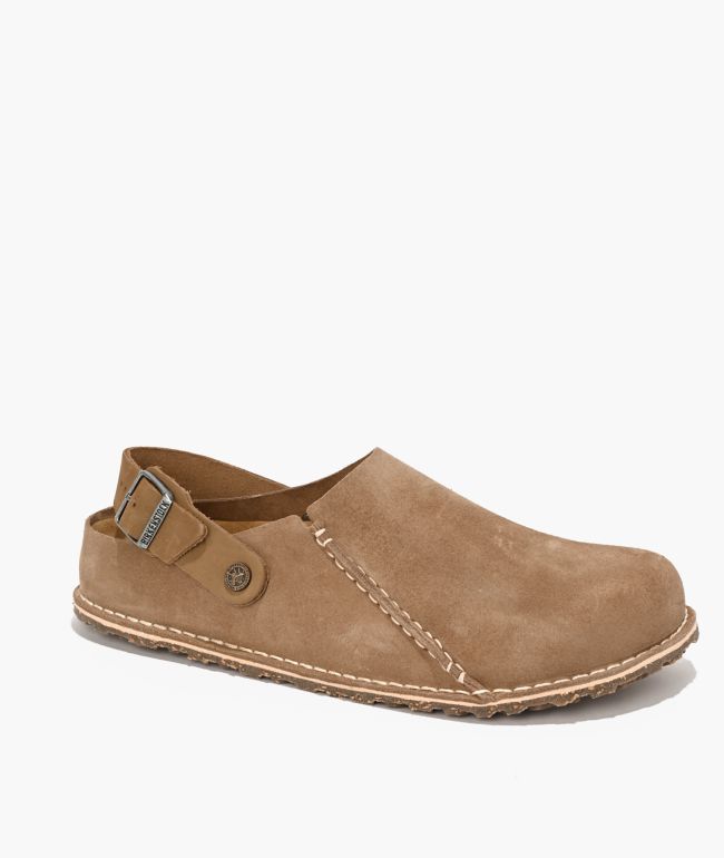 Birkenstock Lutry Suede Taupe Clogs - Birkenstock