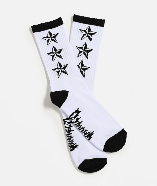 Sheisty Stars White Crew Socks - $hei$ty