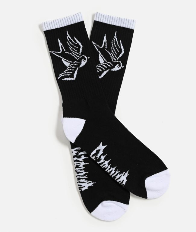 Sheisty Swallow Black Crew Socks - $hei$ty