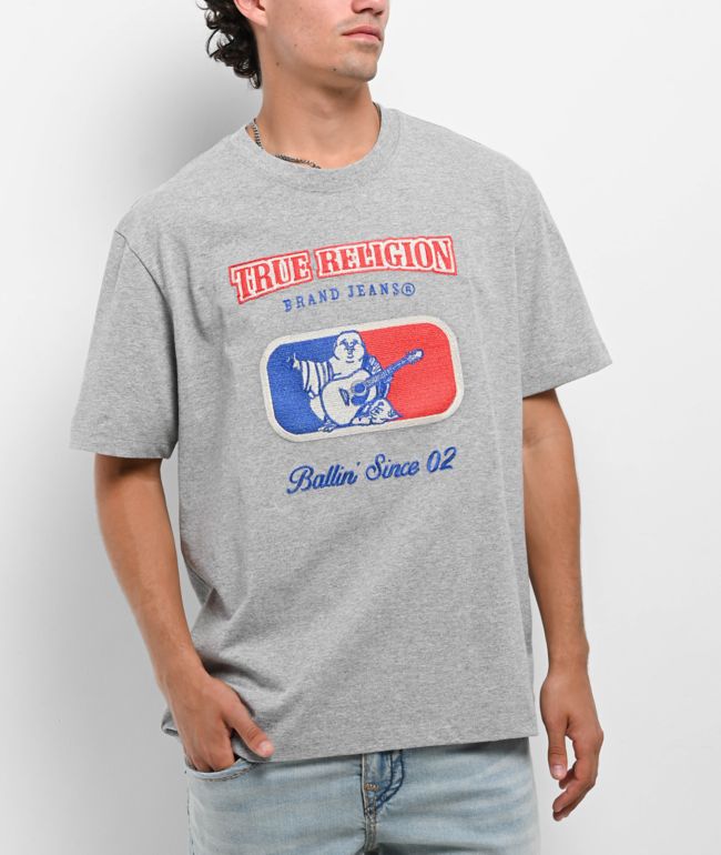 True Religion Embroidered Ballin' Heather Grey T-Shirt - True Religion