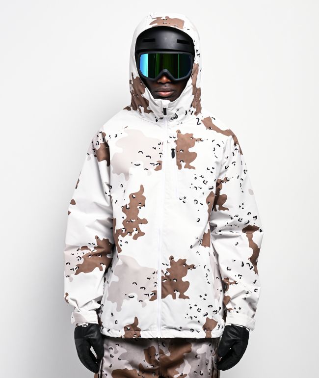Volcom 2836 White Camo 20K Insulated Snowboard Jacket - Volcom